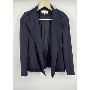 Reiss Womens Long Sleeve Open Front Shoulder Detail Blazer Jacket Blue Size 0